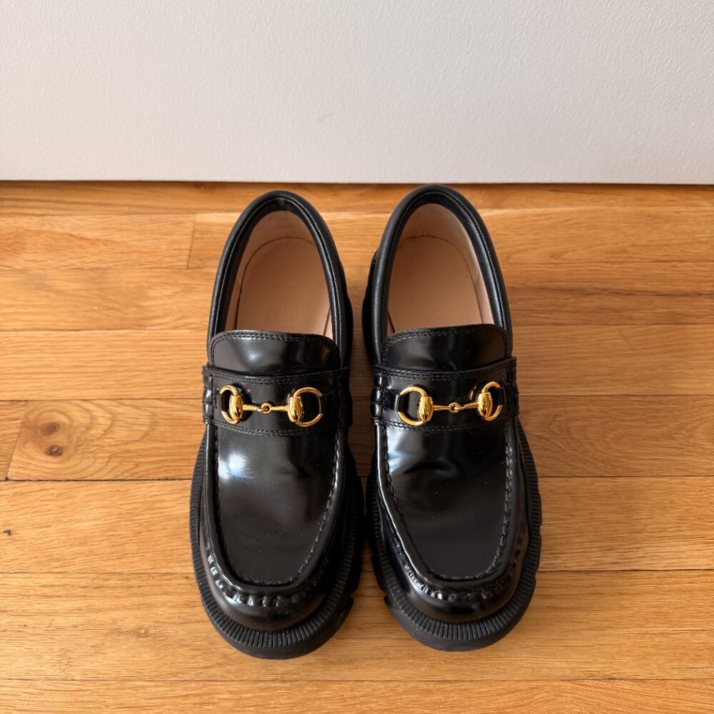 GUCCI Romance horsebit-detailed leather platform loafers - Picture 4 of 5